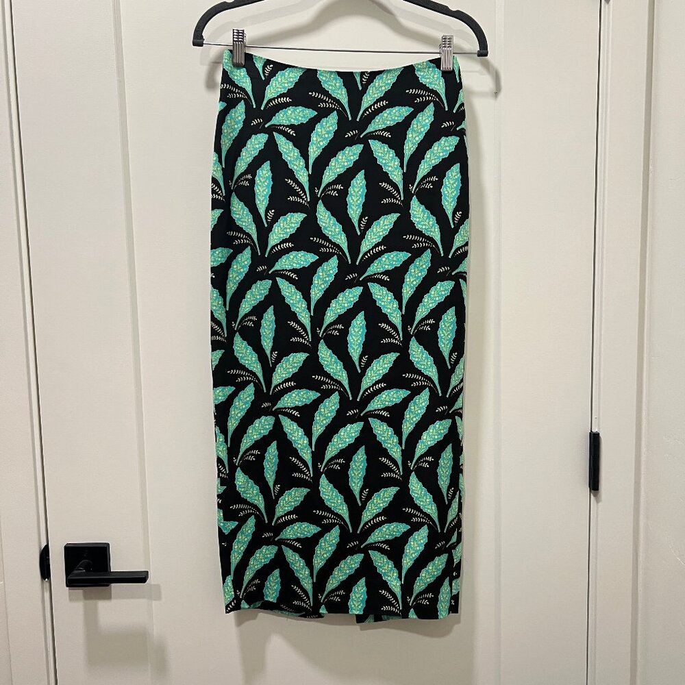 Diane von Furstenberg Tropical Leaf Print Midi Skirt